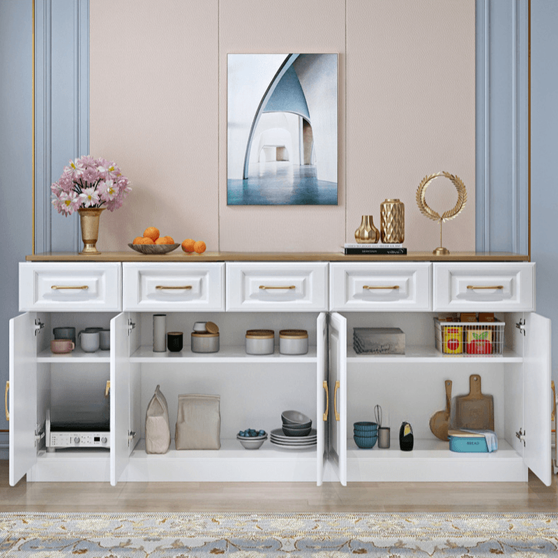 Standard/Narrow Sideboard in Timber with Drawers, 5 Doors/3 Doors/2 Doors, 2 Shelves/3 Shelves/One Internal Shelf and 5 Drawers/4 Drawers/3 Drawers in a Trendy Style thumbnail 8