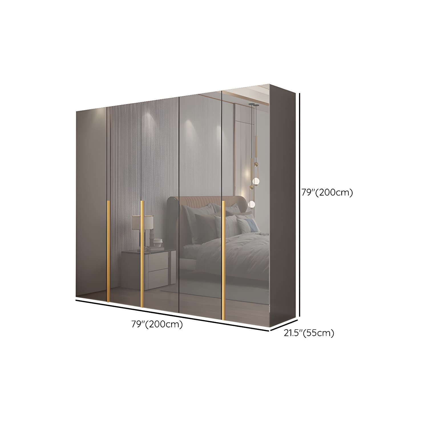 Engineered Wood Wardrobe Closet with Shelves Modern Wardrobe Cabinet for Home thumbnail 13