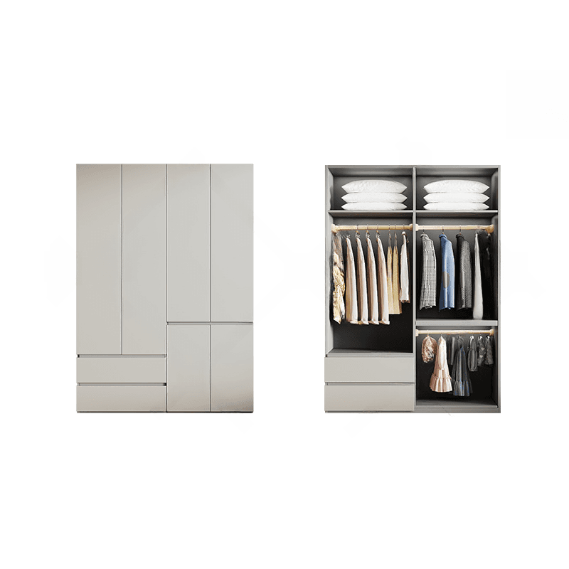 Cream Trendy Reclaimed Wood Wardrobe Armoire with Soft Close Drawer, Soft Close Door, Interior Shelves, and Clothing Rod thumbnail 30