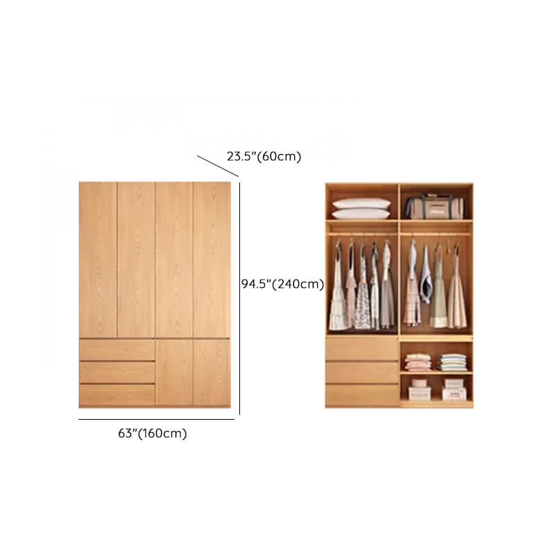 Natural Finish Unfixed Almirah Manufactured Wood Soft Close Drawer Soft Close Door Hinged thumbnail 18