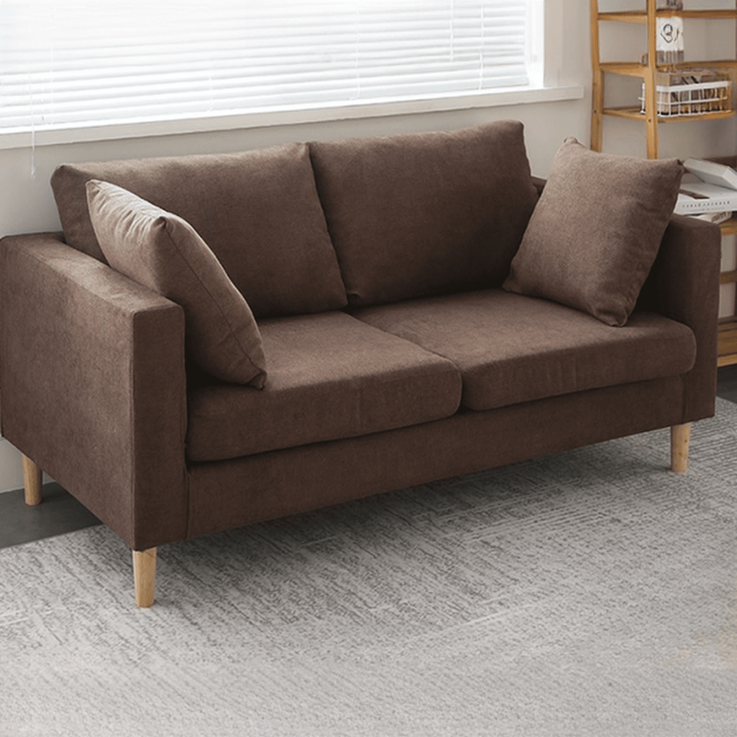 Cream/Dove Grey/Cerulean Loveseat with Slipcover, Wide Pillow Back, Receptacle and 2 Pillows thumbnail 1