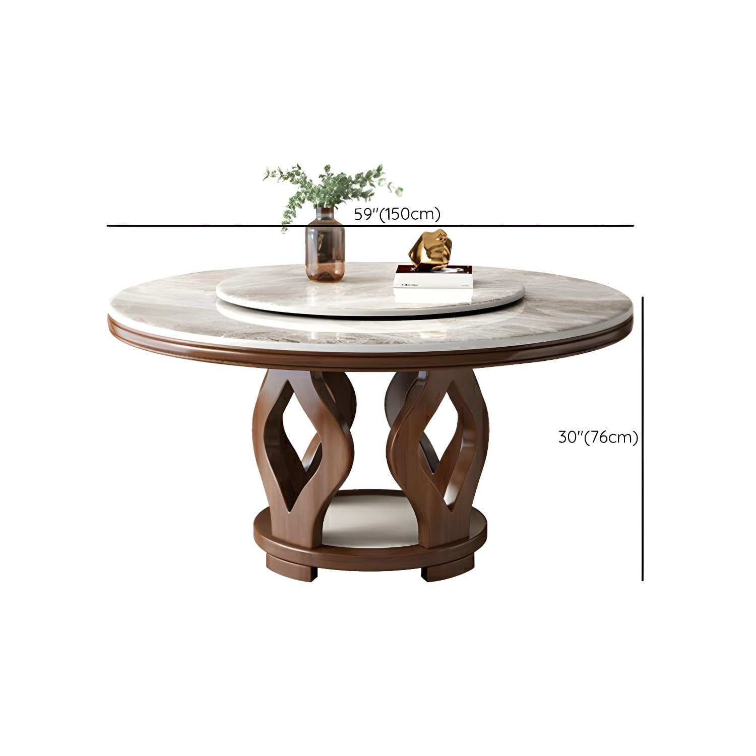Elegant Medium Wood Round Dining Table Set in Gray with Pedestal Base thumbnail 10