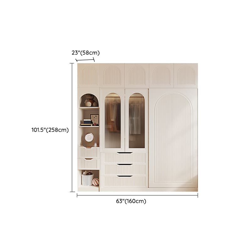 Chalk Almirah in Timber with Clothing Rod, 3 Cabinets/2 Cabinets and 5-Drawer/4-Drawer/3-Drawer in a Minimalist Style, 3-Shelf/2-Shelf Included/Not Included thumbnail 34
