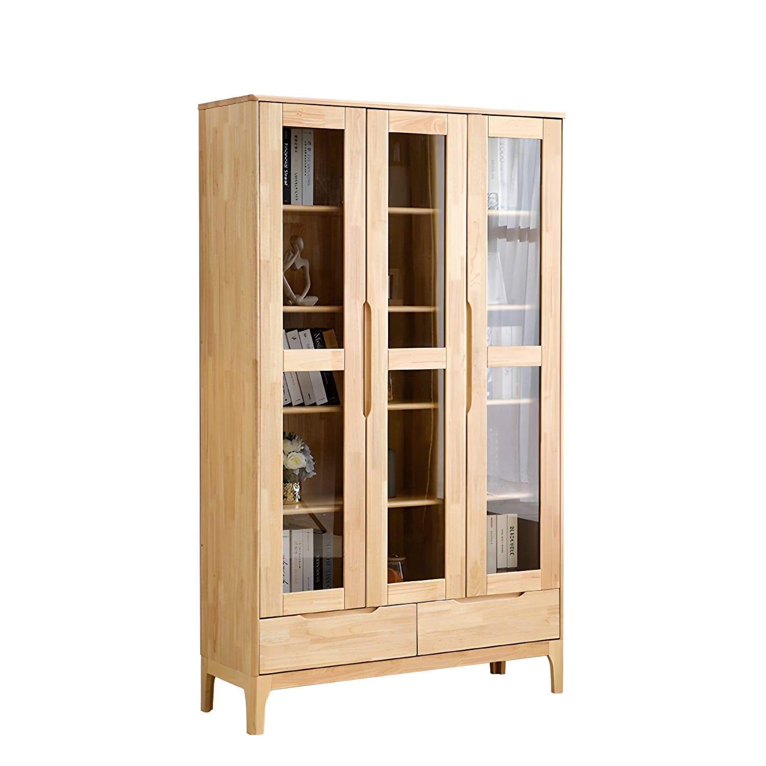 Glass Door Accent Cabinet 76.77" Tall Wood Cabinet with Drawers thumbnail 13