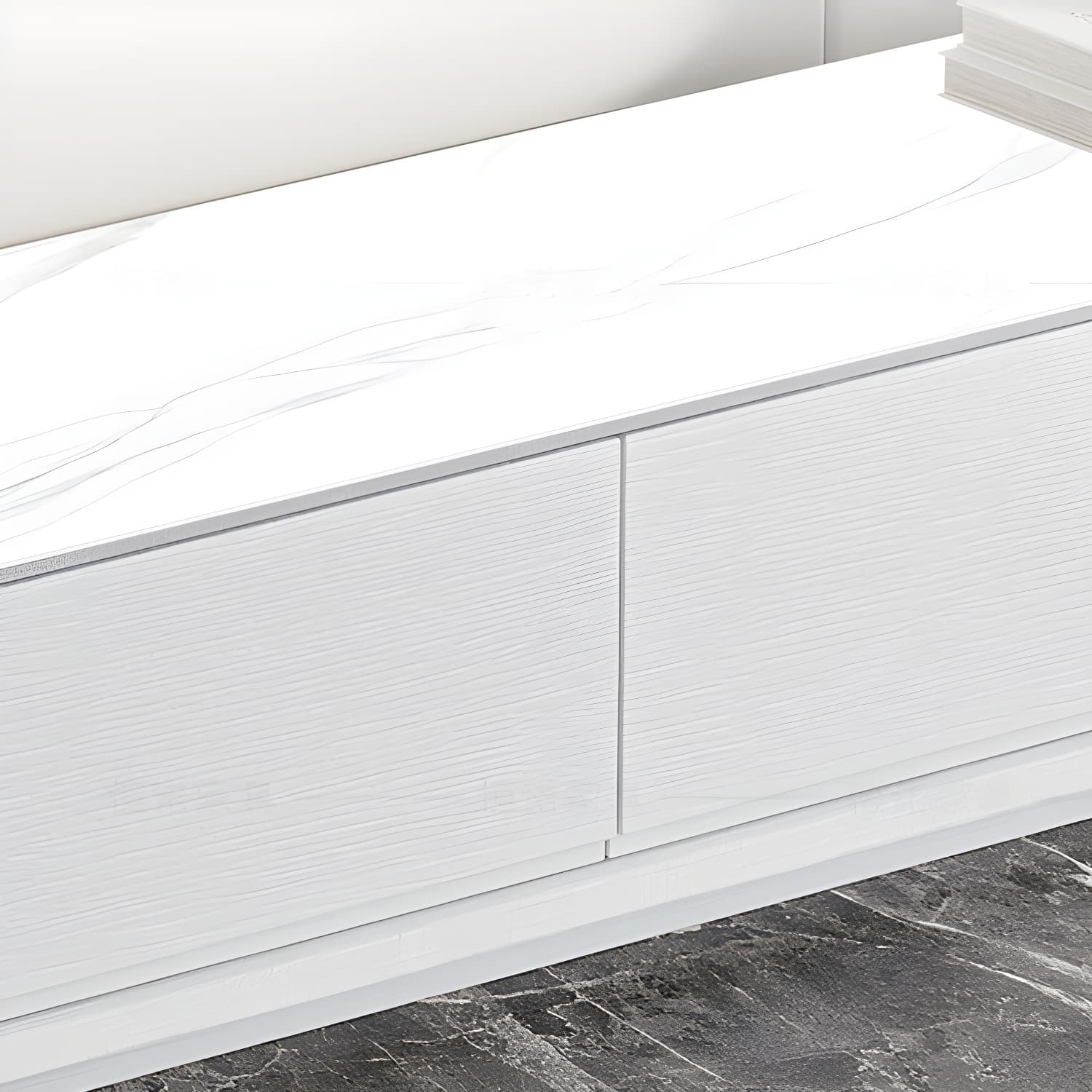 White Wood TV Stand Modernism TV Stand With Drawers for living Room thumbnail 10