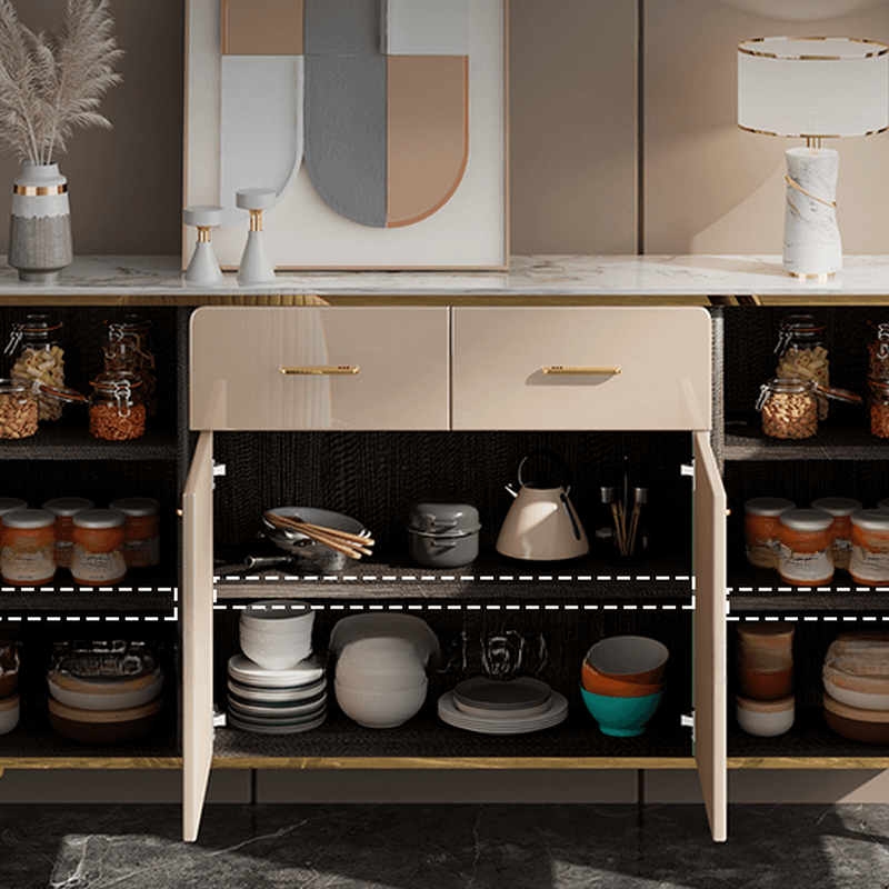 Luxury Off White Sideboard with Faux Marble Countertop and Standalone Design thumbnail 7