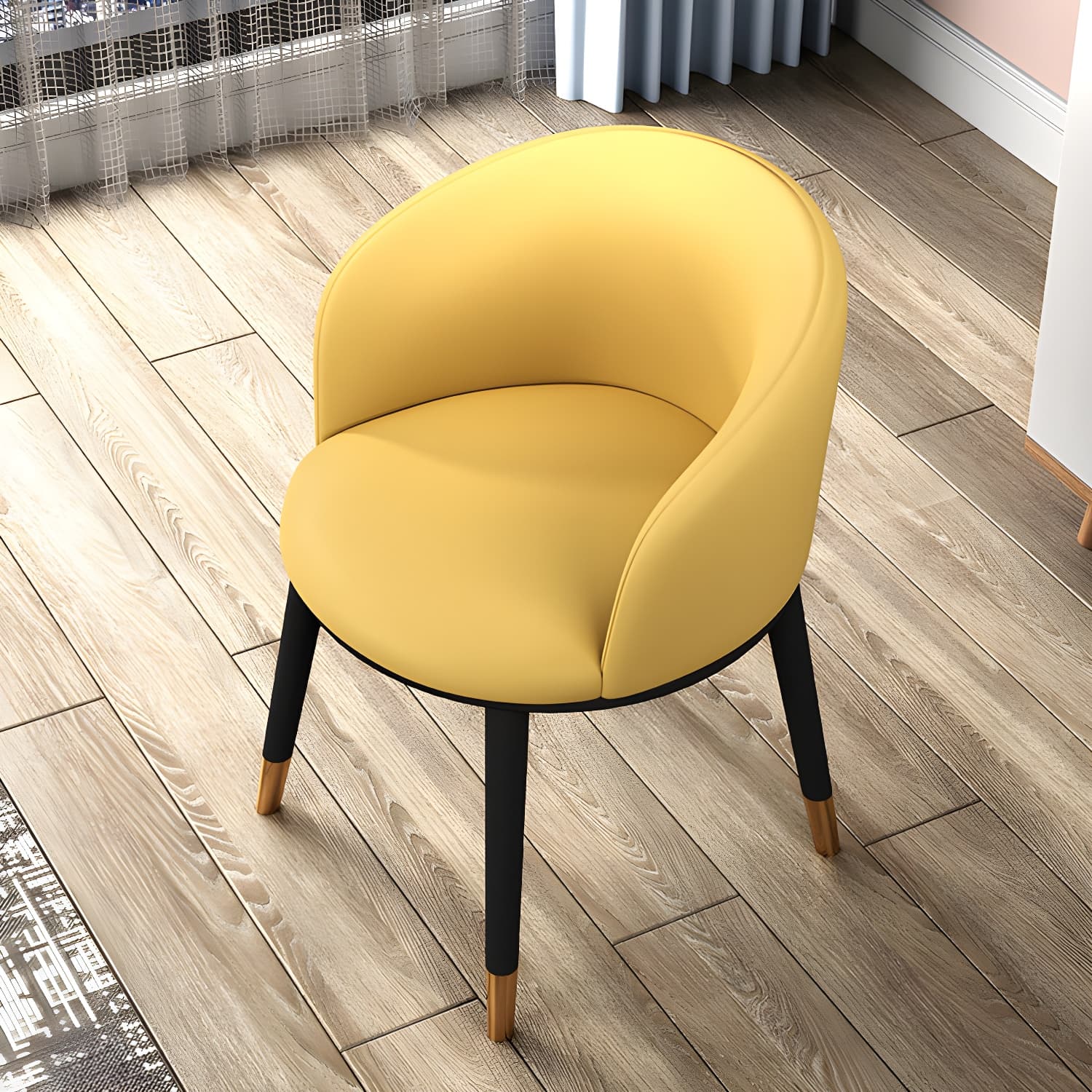 Contemporary Leather Home Arm Chair Solid Back Matte Finish Dining Chair thumbnail 23