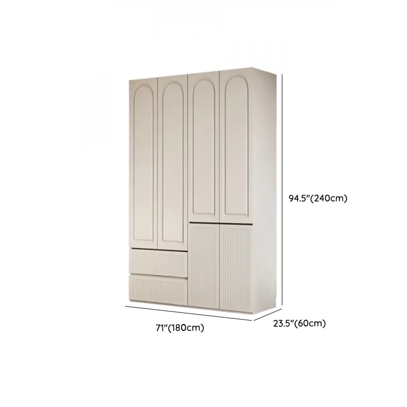 White Minimalist Manufactured Wood Independent Wardrobe Closet with Soft Close Drawer, Soft Close Door, and Interior Shelves thumbnail 22