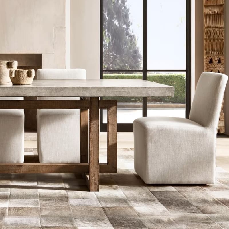 Rectangular Standard Table Height Fixed Dining Table in Wood Scoring for 8/for 6/4 People with a Wooden Tabletop in a Trendy Style thumbnail 3