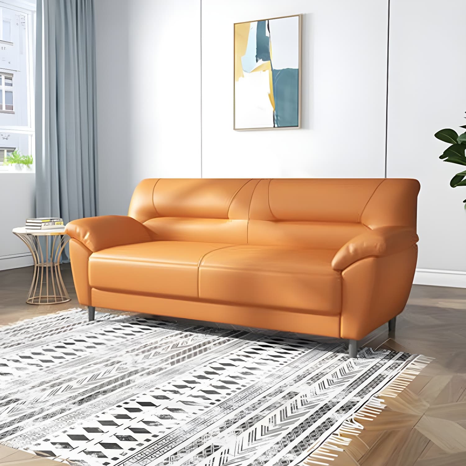 Leather Modern 2/3-seat Pillow Top Arm Sofa 70.87"/55.12" W Sewn Pillow Back Sofa thumbnail 17