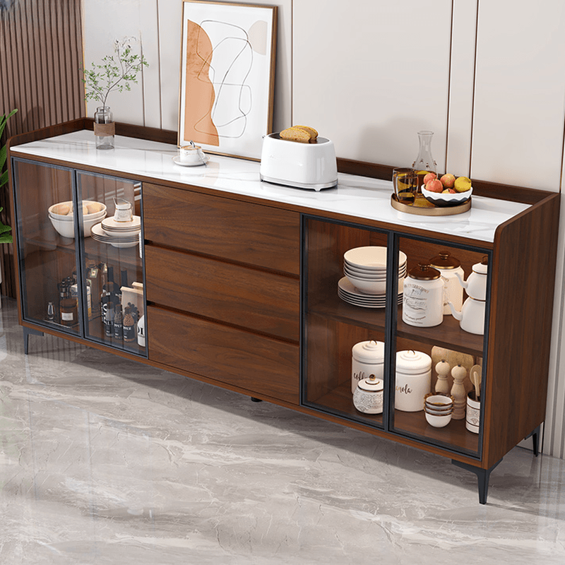Standard/Narrow/Wide Oven Cabinet with 3 Drawers, Cupboard, Cabinets Storage, Sintered Stone Countertop, Glass-panel Door, and Flexible Shelf thumbnail 4