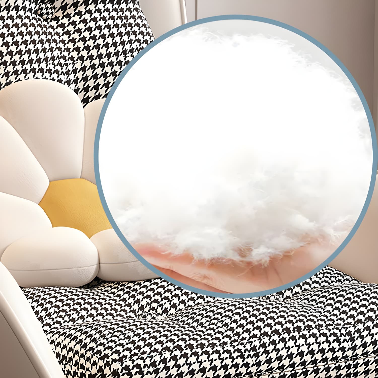 Contemporary Rocking Chair Fabric Upholstered Tufted Wing Chair Back Indoor Rocking Chair thumbnail 11