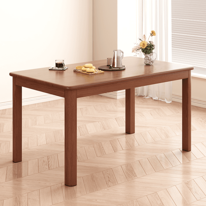 Minimalist Rectangular Dining Table Set with 4 Legs and Natural Wood Top, Featuring Back Seat thumbnail 6