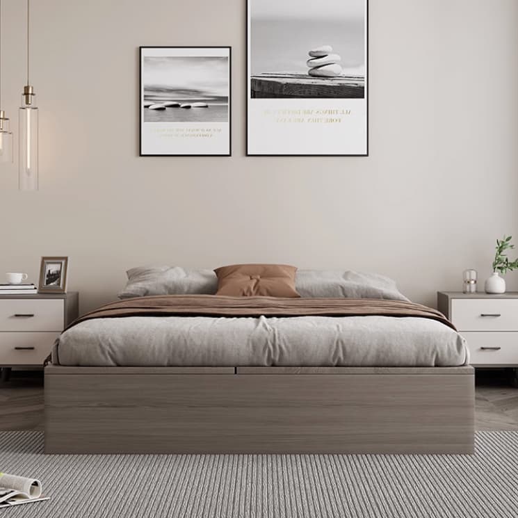 Brown Wood Lift Up Storage Bed with 3 Drawers and Solid Color Design thumbnail 10