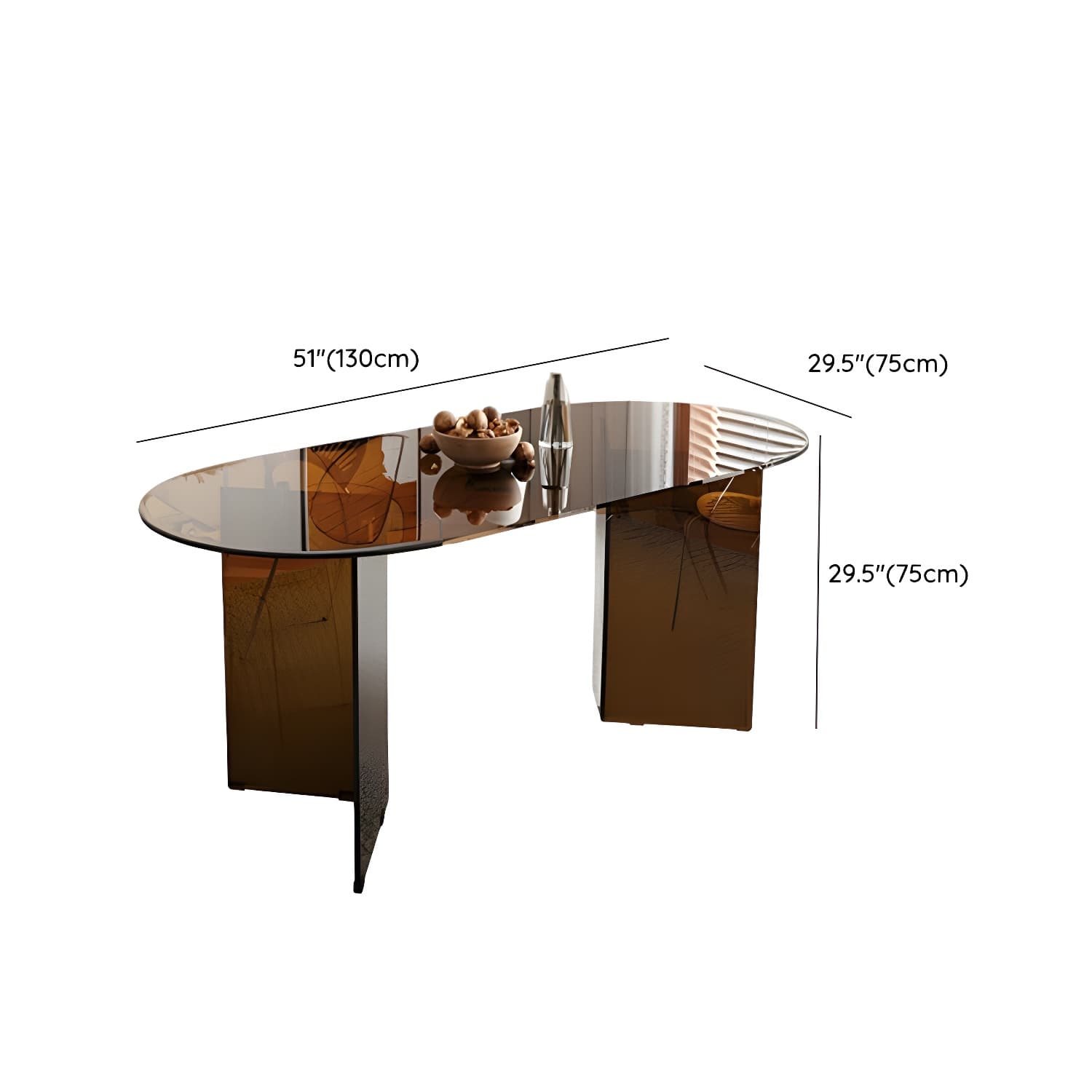 Elegant Glass Oval Dining Set in Brown - Includes Modern Chairs thumbnail 10