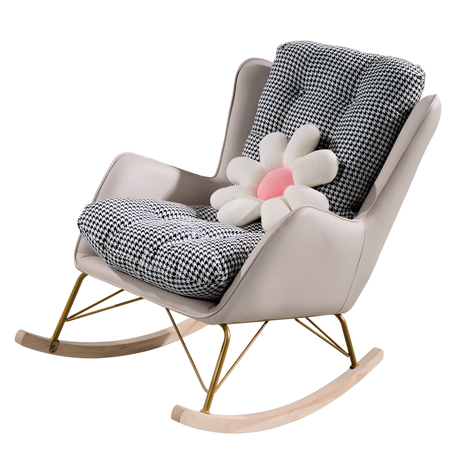 Modern Rocking Chair Metal Frame Doll Cotton Filling Spindle Rocker Chair thumbnail 6
