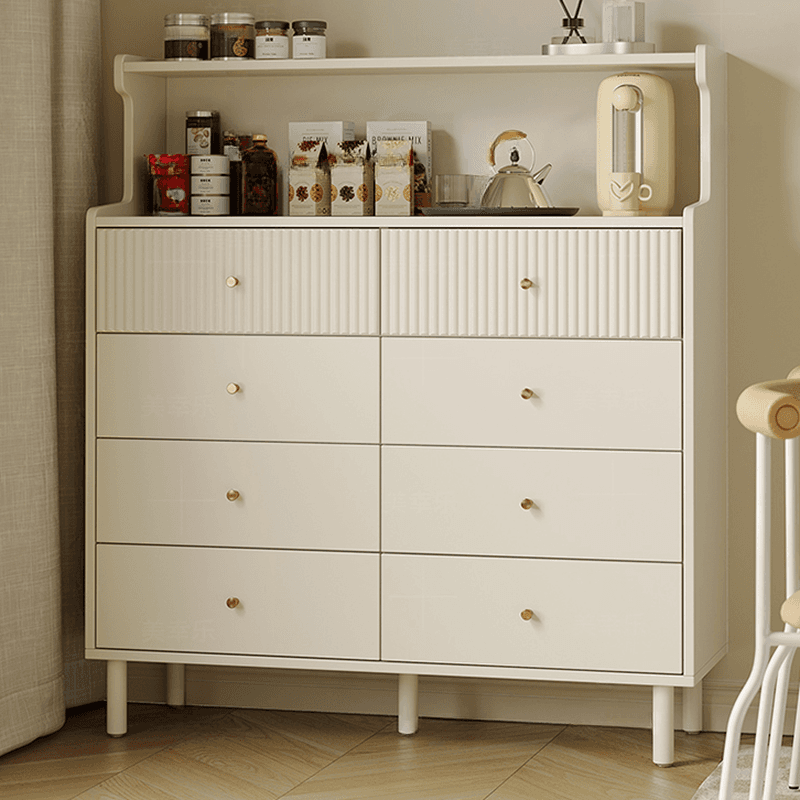 Chalk Casual Raw Wood Console Dresser/Bachelor Chest with Shelves, 8 Drawers/4 Drawers, Vertical Orientation thumbnail 2
