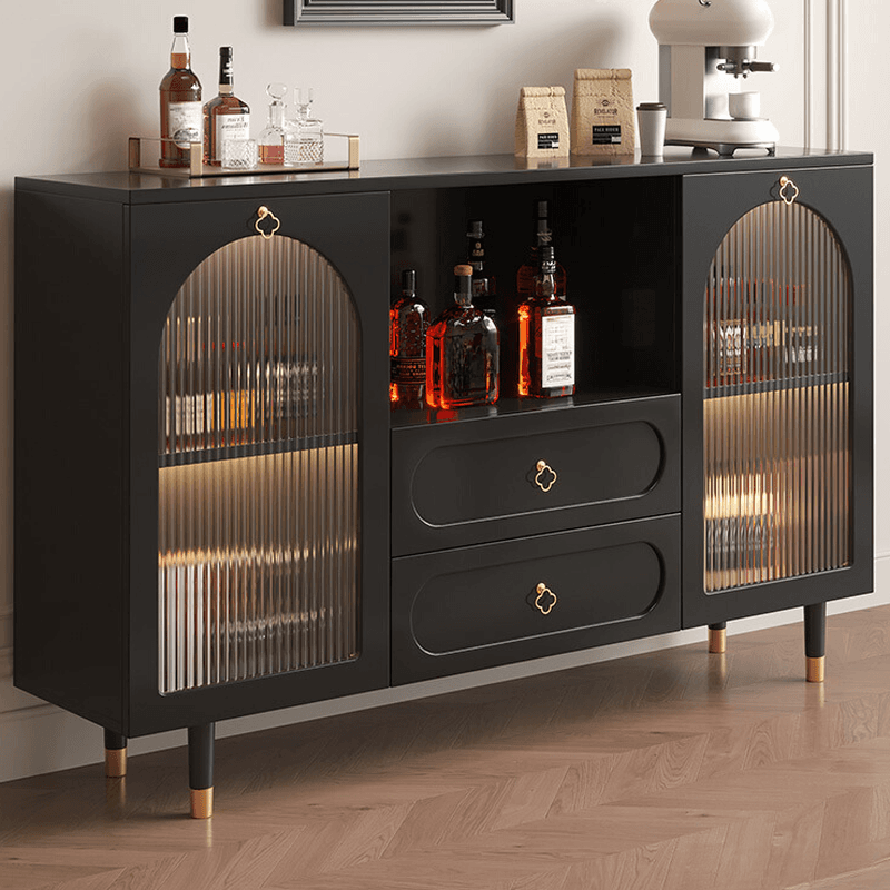 Glamorous Engineered Wood Buffet Table with 2 Drawers, Glass-panel Door and Adaptable Shelf thumbnail 4