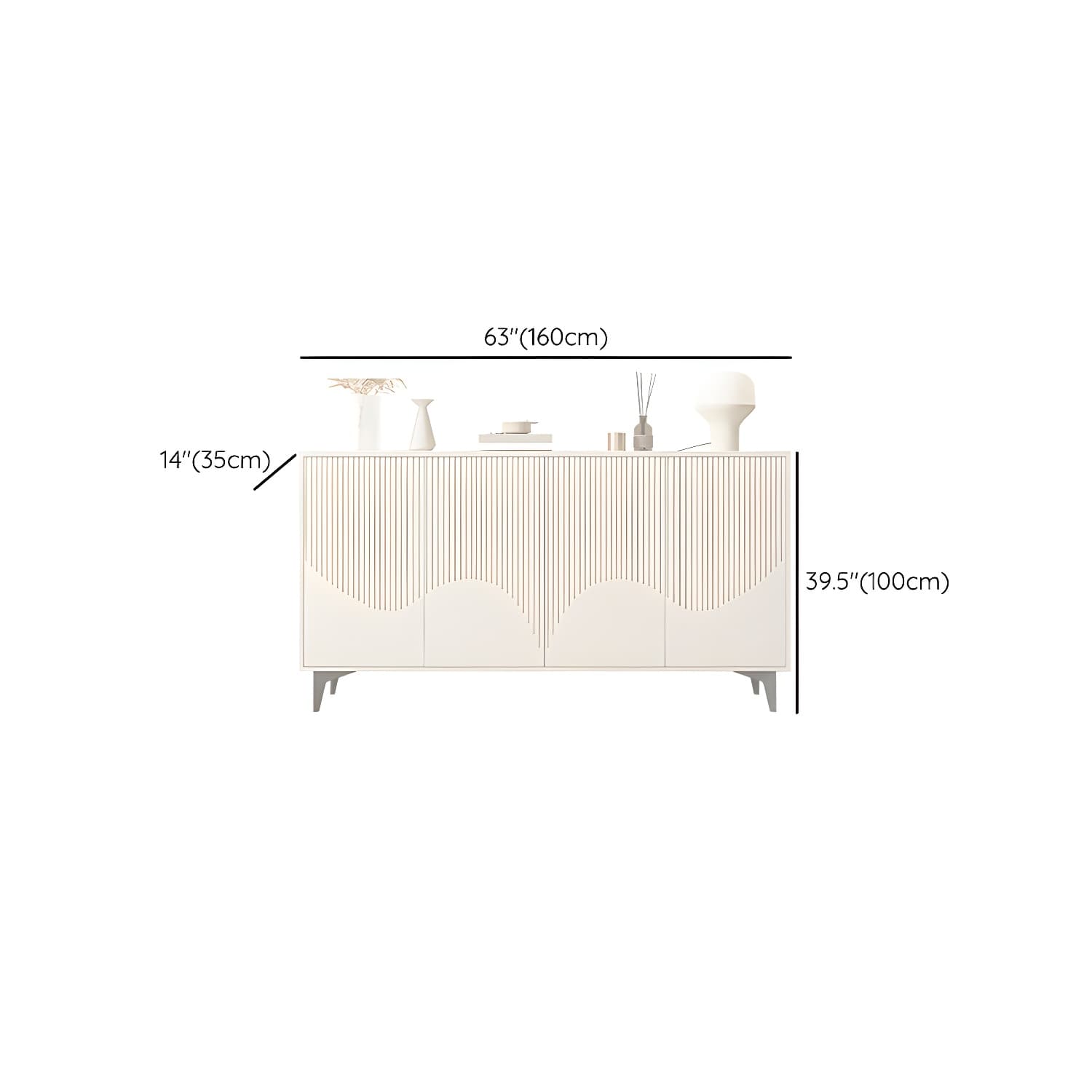 Modern White Wood Sideboard Credenza with Adjustable Shelving and 6 Interior Shelves thumbnail 18