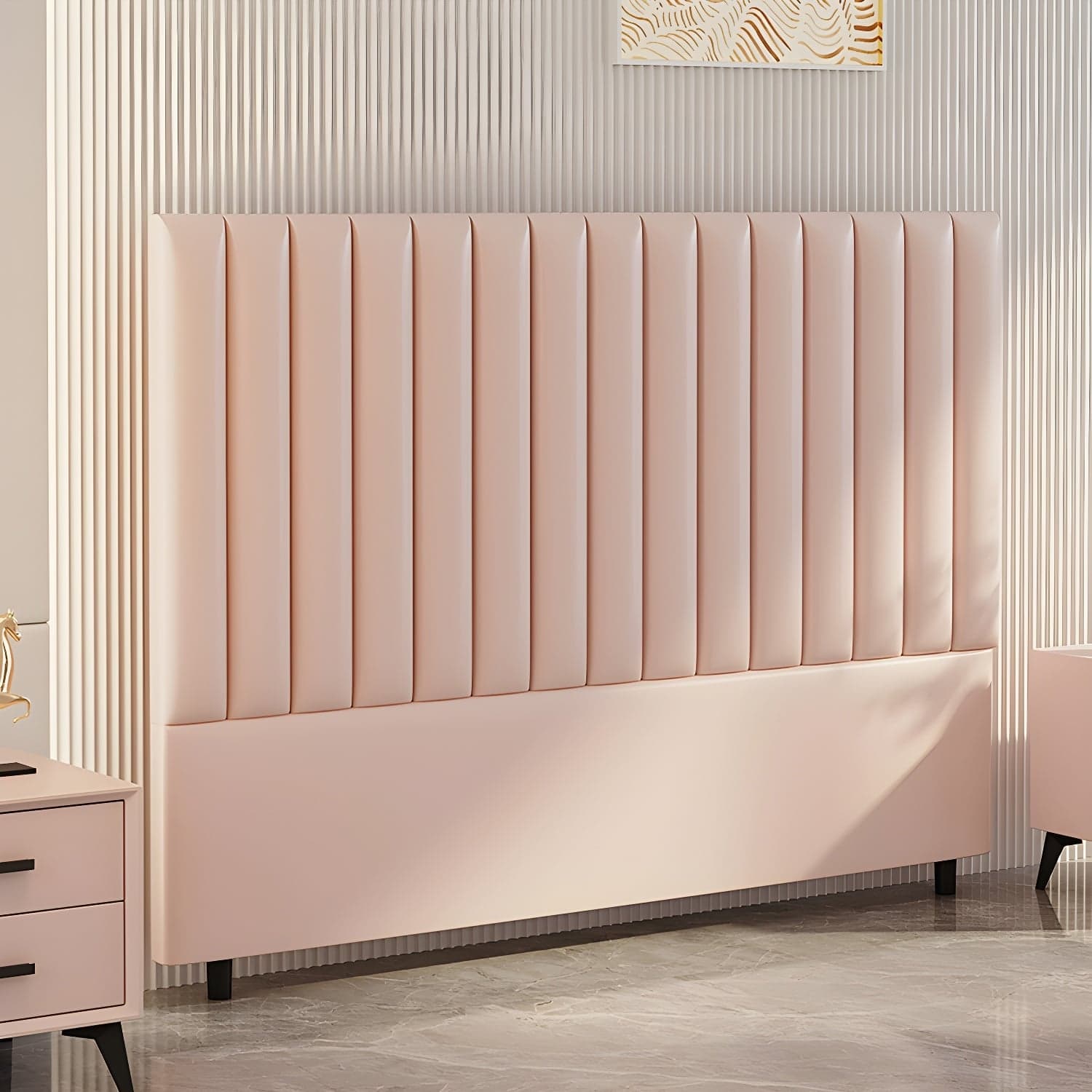 Pine Solid Wood Bed Headboard Freestanding Modern Leather Panel thumbnail 7