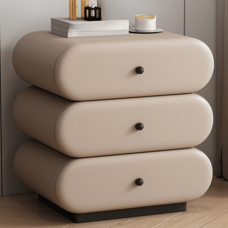 Old School 3-Tier Pleather Countertop Drawer Storage Nightstand thumbnail 9