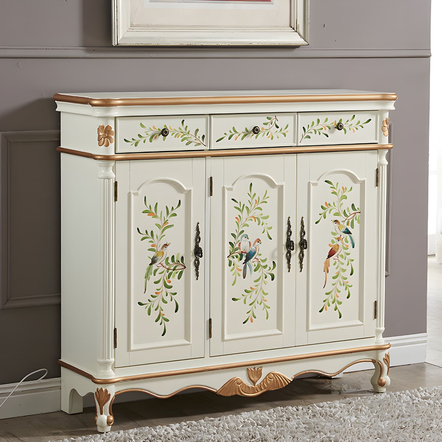 Glam Style Wood Sideboard with Drawers Dining Server for Kitchen thumbnail 8