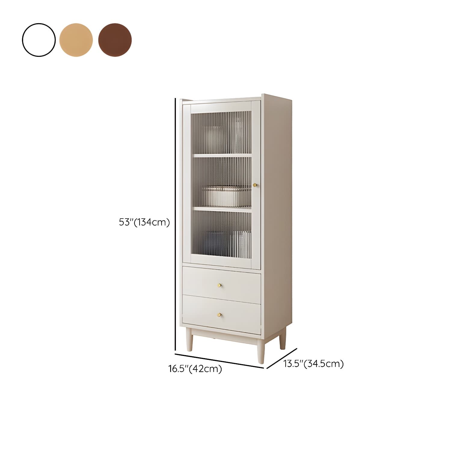 Scandinavian Glass Door Wood Cabinet with Drawers and Adjustable Shelves - Elegant Storage Furniture thumbnail 13