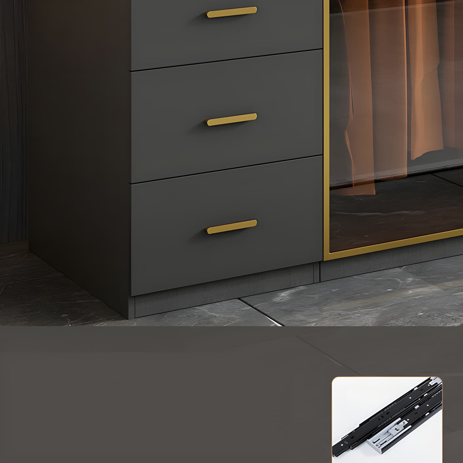Modern Glass Wardrobe Wardrobe Armoire Wardrobe Cabinet for Home thumbnail 8