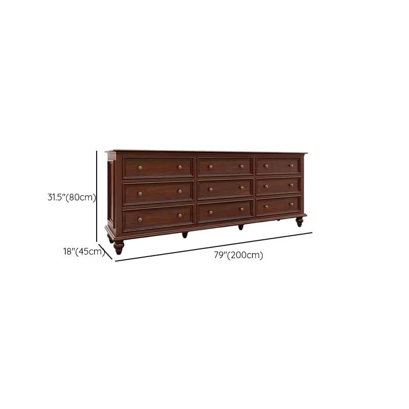 Cocoa Casual Ash Wood Double Dresser/Lingerie Chest with 9/8/6 Drawers, Horizontal/Vertical thumbnail 15