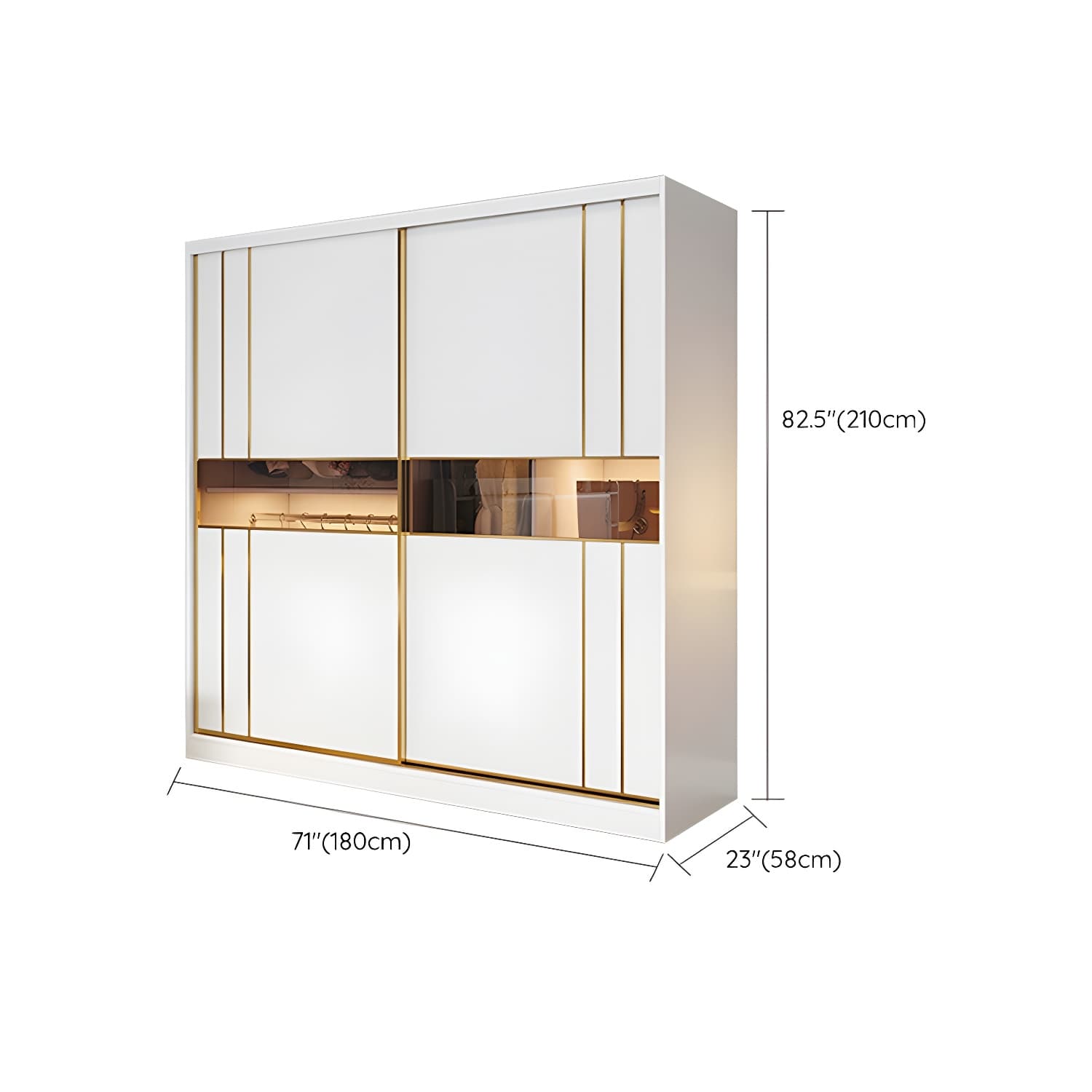 Modern White Wardrobe Armoire with Mirror, Drawers & Clothing Rod thumbnail 16
