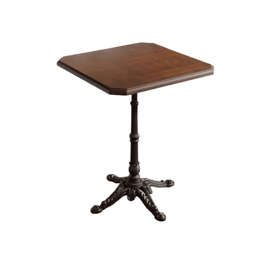 Industrial Natural Wood Finish Dining Table with a Rubber Solid Wood Tabletop and Metal Black Base thumbnail 7