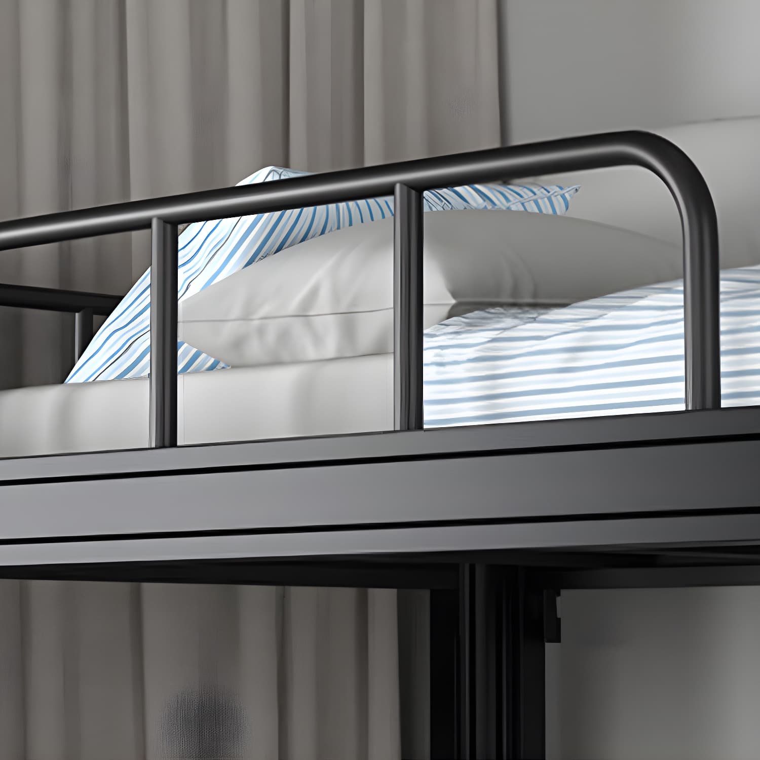Contemporary Iron Bunk Bed with Metal Legs and Open-Frame 70.87" High thumbnail 5