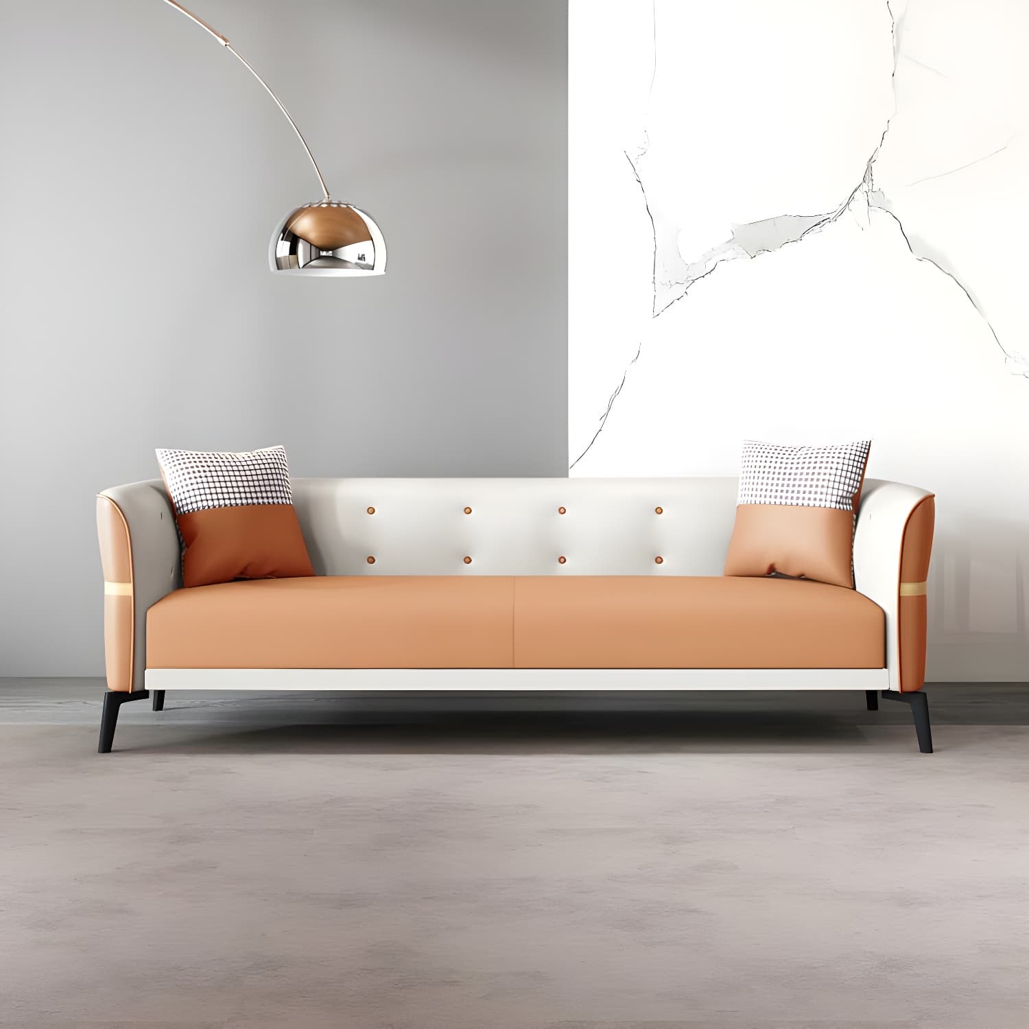 Modern Square Arm Standard Sofa Metal Legs Settee for Living Room thumbnail 9