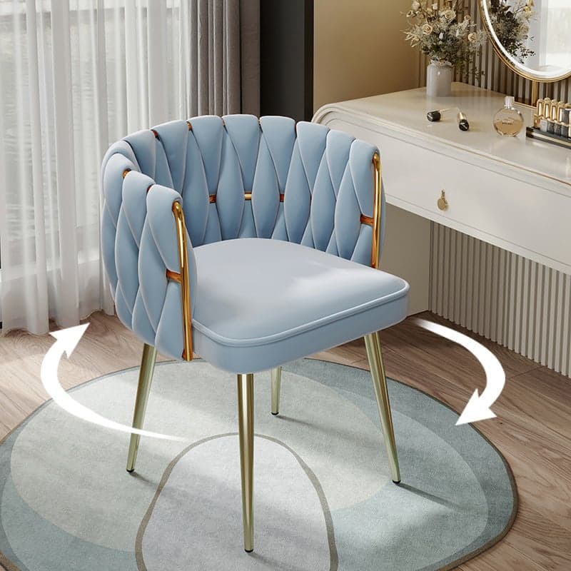 Glam Stable Framed Upholstered Arm Chair with Gold Base and Foot Pads for Dinette, Turned/Non-rotatable thumbnail 2