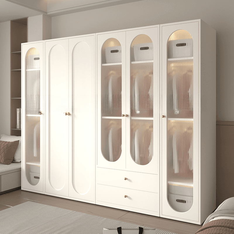 Chalk Casual Unattached Wardrobe with Adaptable Shelf, Soft Close Door, Hanging Rod, and Articulated Mechanism