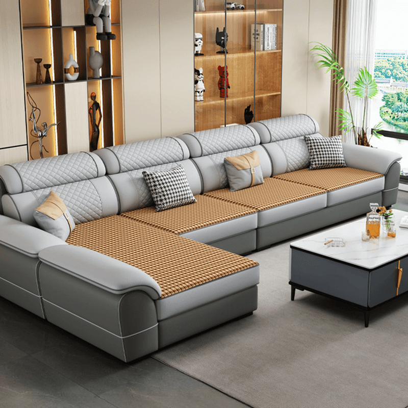 Modern Simple Style Straight/L-Shape Horizontal/Reversible Sofa Couch/Sofa Chaise in Grey with Water-resistant and Pillow Top Arm, 2-piece/3 Pc thumbnail 2