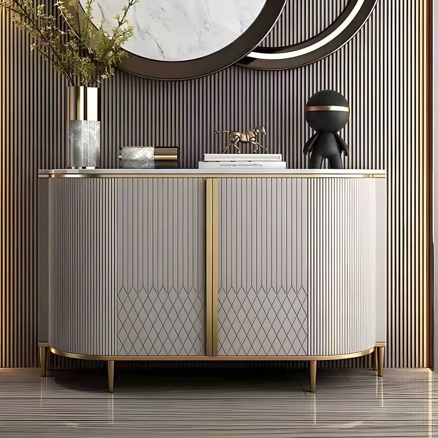 Marble Sideboard Modern & Contemporary Side Board with Cabinets - image 4