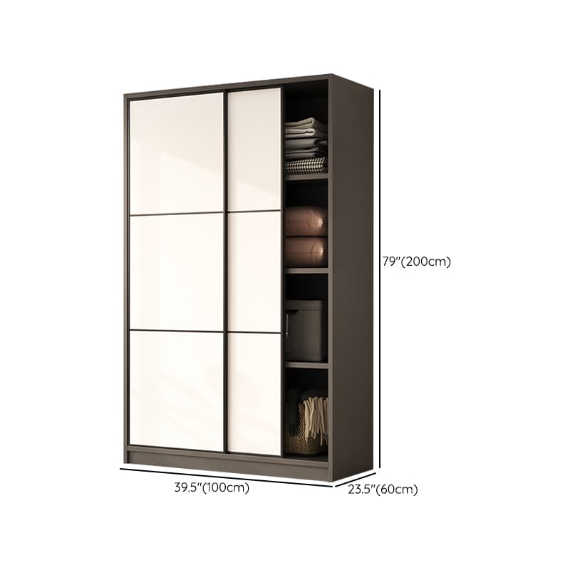 Detached Timber Gray Wardrobe Armoire with Soft Close Door, Interior Shelves and Hanging Rod, Soft Close Drawer Included/Not Included thumbnail 6