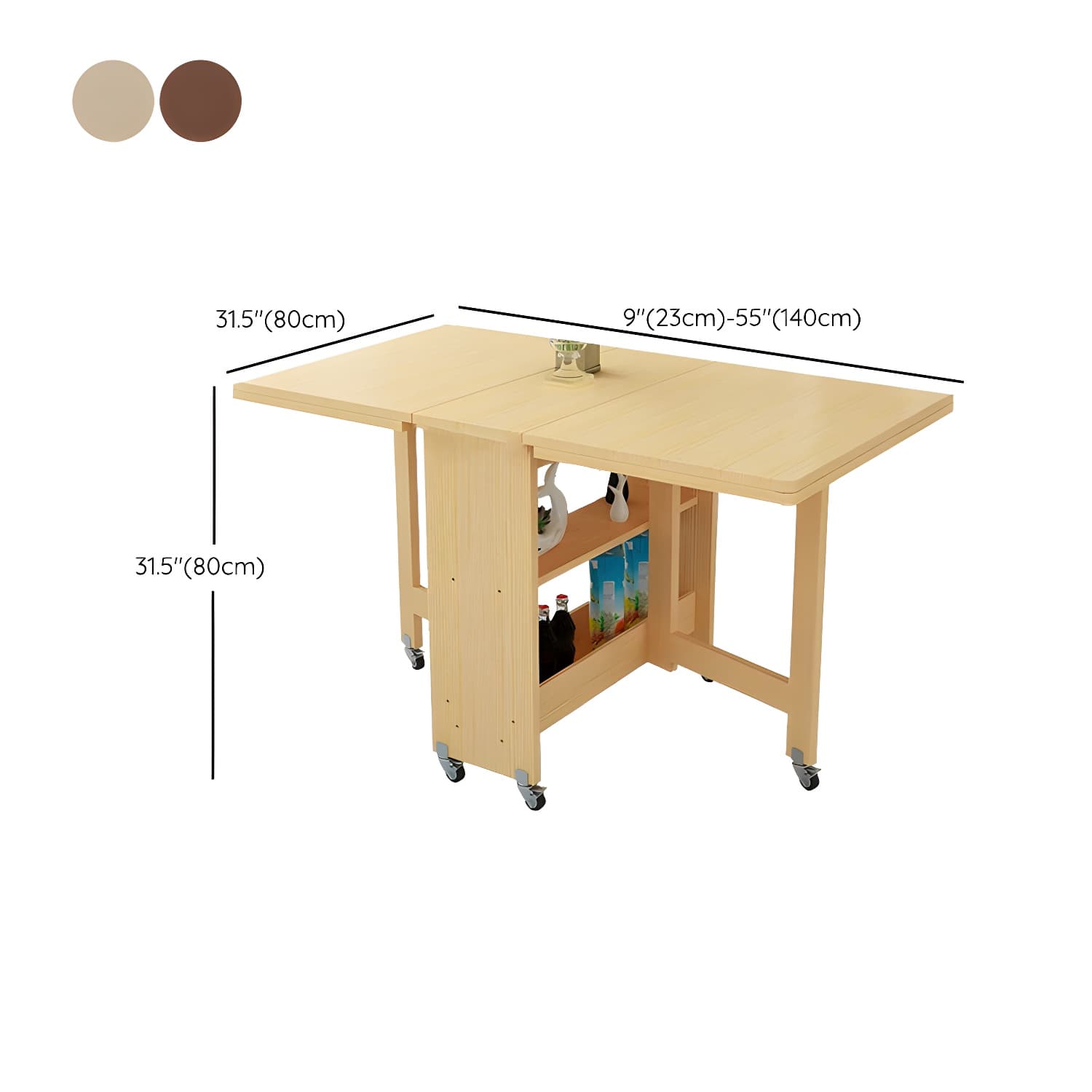 Modern Rectangular Wood Dining Table with Pedestal Base, Seats 4, Drop Leaf Design thumbnail 20