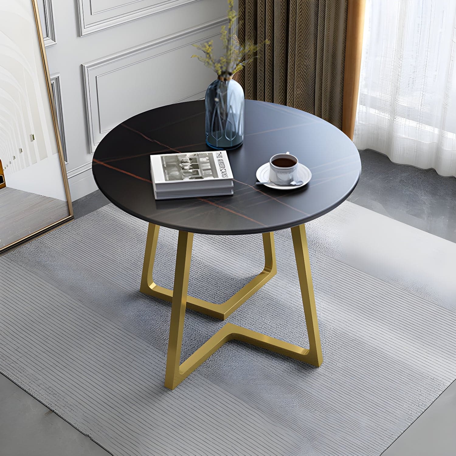 Contemporary Round Dining Table Sintered Stone Dining Table for Dining Room thumbnail 2