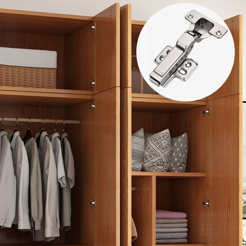 Natural Wood Freestanding Wardrobe Closet with Natural Doors thumbnail 6