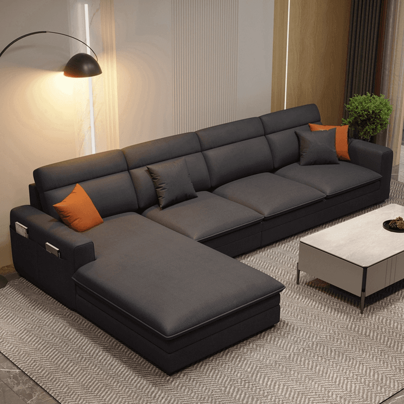 L-Shape/Straight Natural Wood Sofa Chaise/Sofa Couch with Concealed Support thumbnail 1