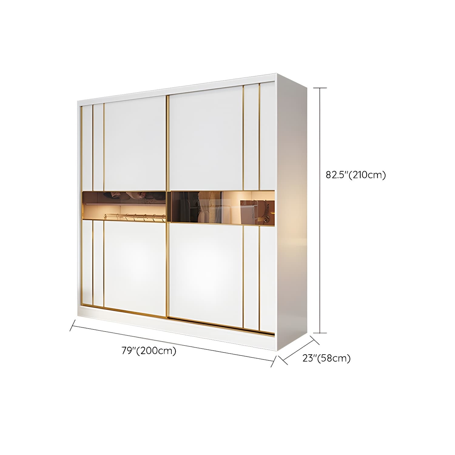 Modern White Wardrobe Armoire with Mirror, Drawers & Clothing Rod thumbnail 17
