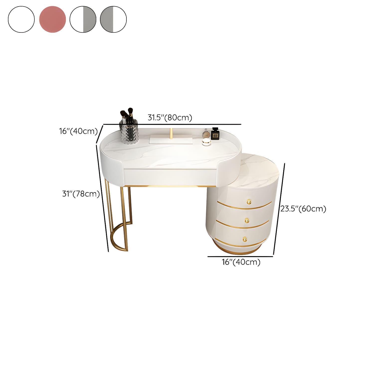 Glam Dressing Table Storage Box with Makeup with Drawers for Bedroom thumbnail 15