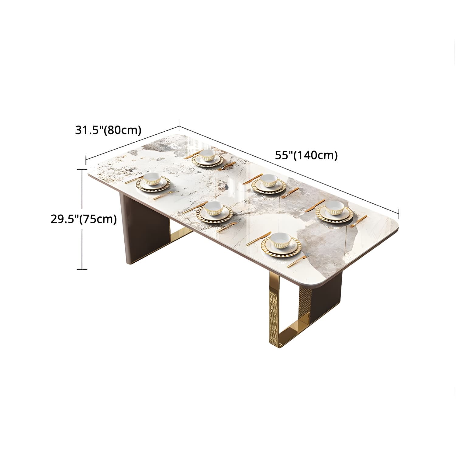 Luxury Sintered Stone Top Dining Set Rectangle 1/4/5/6/7/9 Pieces Dining Table with Chairs thumbnail 12