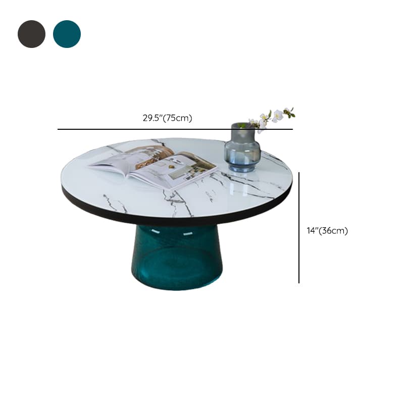 Simplistic Single Side Table with Hardened Glass and Plinth Base, Rounded Top thumbnail 27