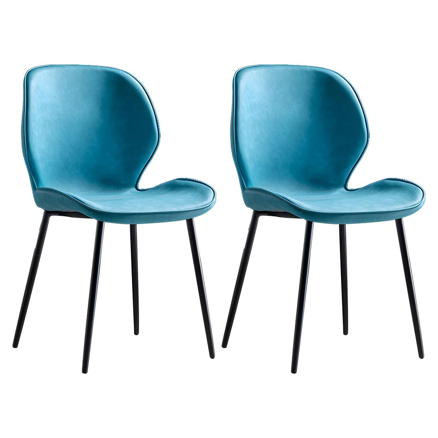 Scandinavian Leather Home Side Chair Matte Finish Wingback Dining Chair (Set of 2) thumbnail 2