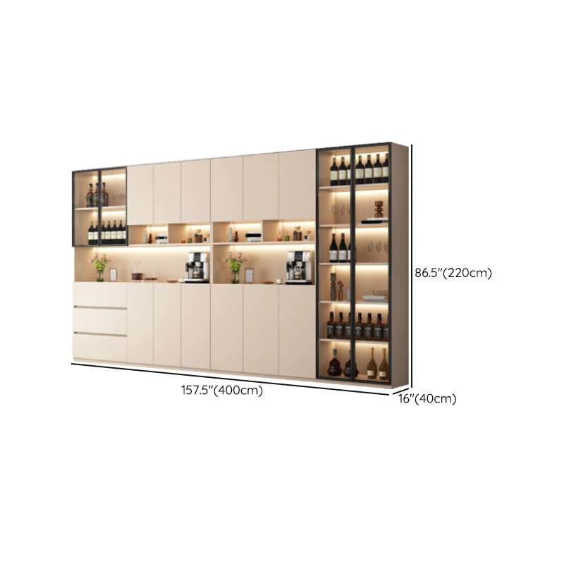 Off-White Contemporary Wood Buffet Sideboard with Cabinets and Shelves thumbnail 33