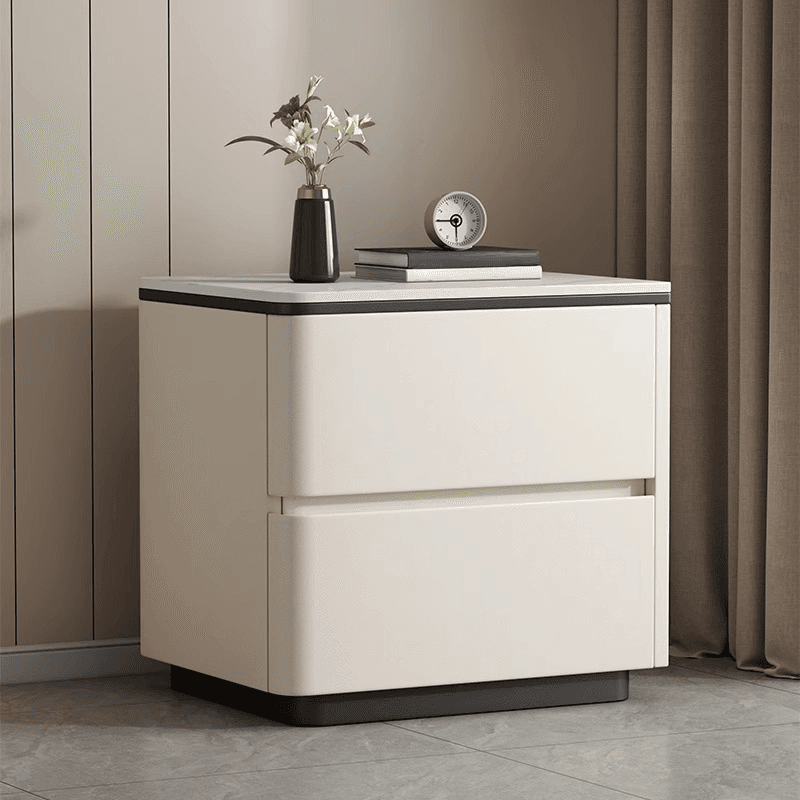 Organic Modern Nightstand With Drawer Organization, 2 Drawers, and Stone Countertop thumbnail 9