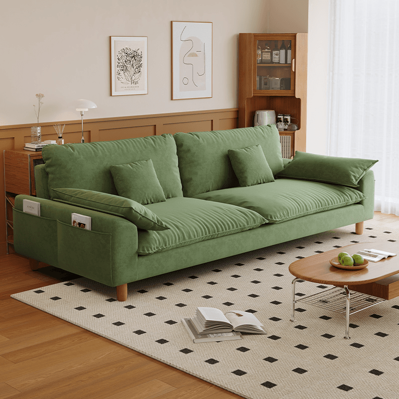 Gray/Sage/Amber Color Standard Sofa with Armrest and 4 Pillows for Drawing Room thumbnail 8